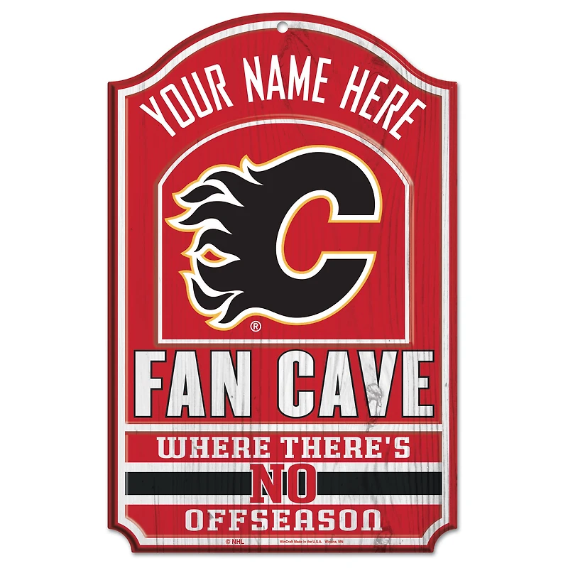 WinCraft Calgary Flames Personalized 11'' x 17'' Fan Cave Wood Sign