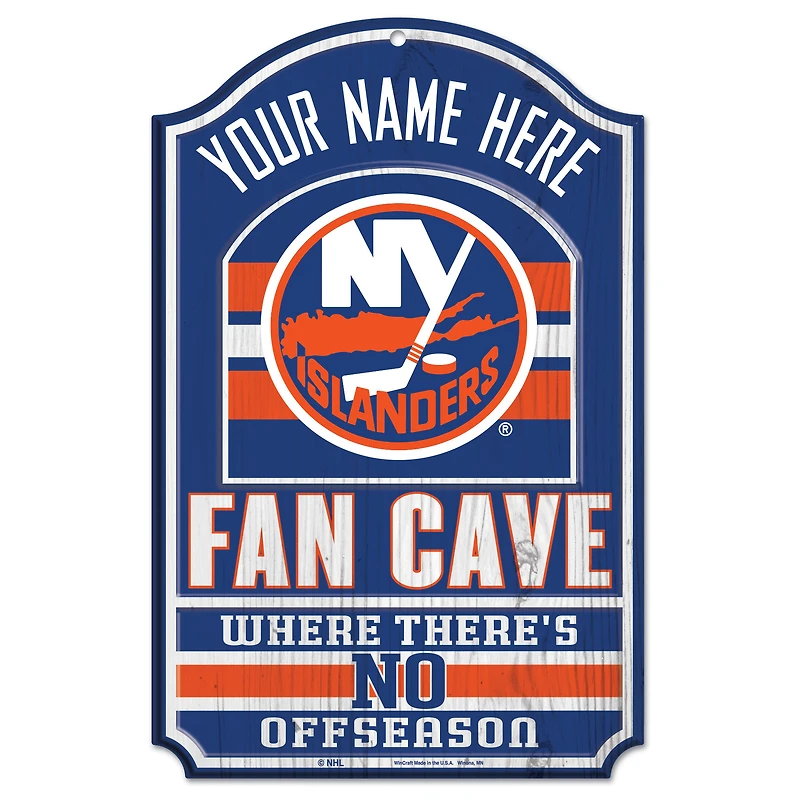 WinCraft New York Islanders Personalized 11'' x 17'' Fan Cave Wood Sign