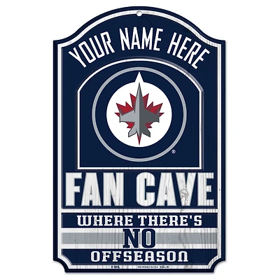 WinCraft Winnipeg Jets Personalized 11'' x 17'' Fan Cave Wood Sign
