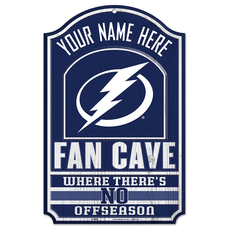 WinCraft Tampa Bay Lightning Personalized 11'' x 17'' Fan Cave Wood Sign