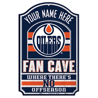 WinCraft Edmonton Oilers Personalized 11'' x 17'' Fan Cave Wood Sign