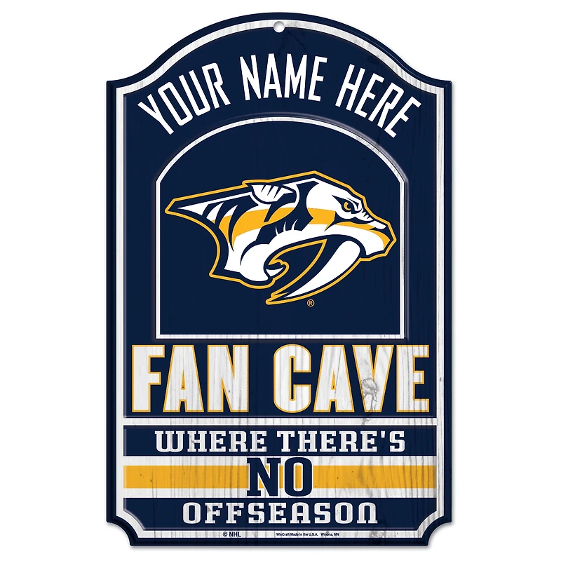 WinCraft Nashville Predators Personalized 11'' x 17'' Fan Cave Wood Sign