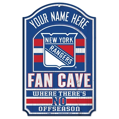 WinCraft New York Rangers Personalized 11'' x 17'' Fan Cave Wood Sign