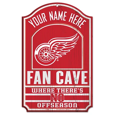 WinCraft Detroit Red Wings Personalized 11'' x 17'' Fan Cave Wood Sign