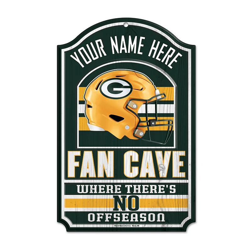 WinCraft Green Bay Packers Personalized 11'' x 17'' Fan Cave Wood Sign