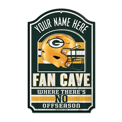 WinCraft Green Bay Packers Personalized 11'' x 17'' Fan Cave Wood Sign