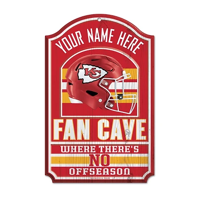WinCraft Kansas City Chiefs Personalized 11'' x 17'' Fan Cave Wood Sign