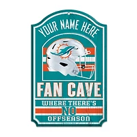 WinCraft Miami Dolphins Personalized 11'' x 17'' Fan Cave Wood Sign