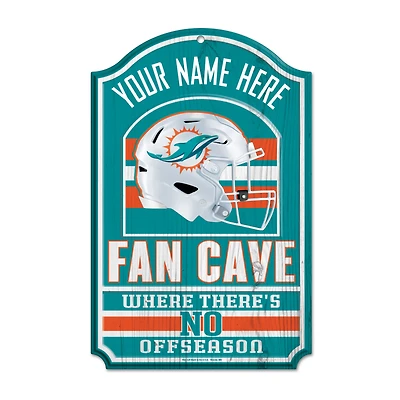 WinCraft Miami Dolphins Personalized 11'' x 17'' Fan Cave Wood Sign