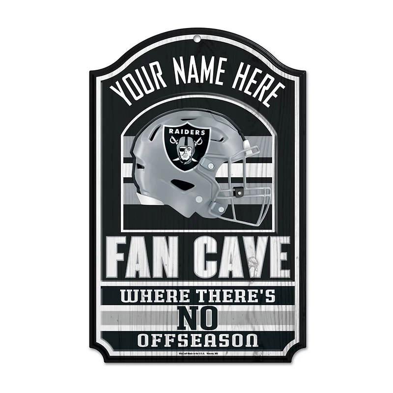 WinCraft Las Vegas Raiders Personalized 11'' x 17'' Fan Cave Wood Sign