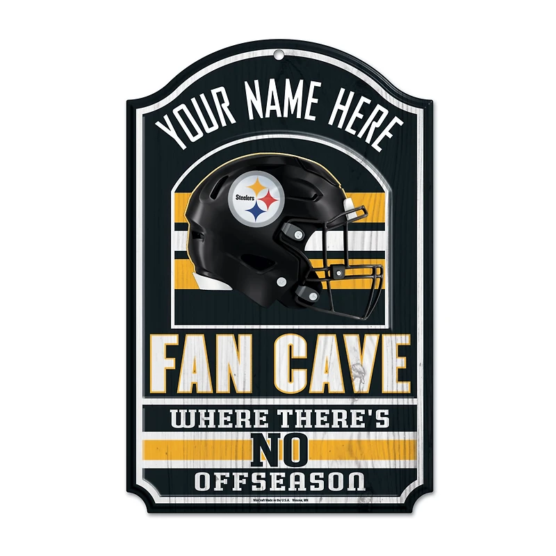 WinCraft Pittsburgh Steelers Personalized 11'' x 17'' Fan Cave Wood Sign
