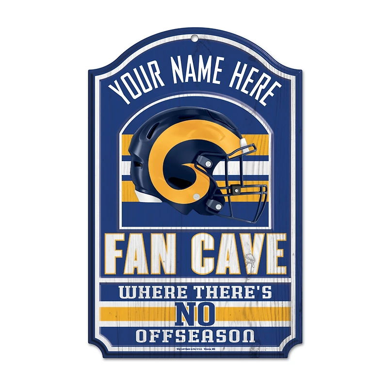 WinCraft Los Angeles Rams Personalized 11'' x 17'' Fan Cave Wood Sign
