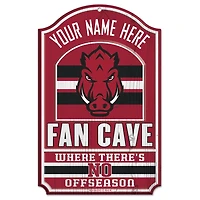 WinCraft Arkansas Razorbacks Personalized 11'' x 17'' Fan Cave Wood Sign