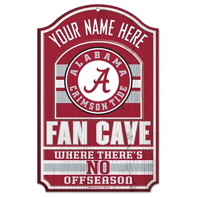 WinCraft Alabama Crimson Tide Personalized 11'' x 17'' Fan Cave Wood Sign