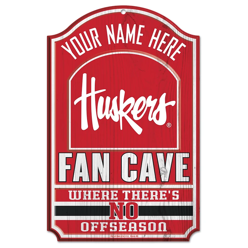 WinCraft Nebraska Huskers Personalized 11'' x 17'' Fan Cave Wood Sign