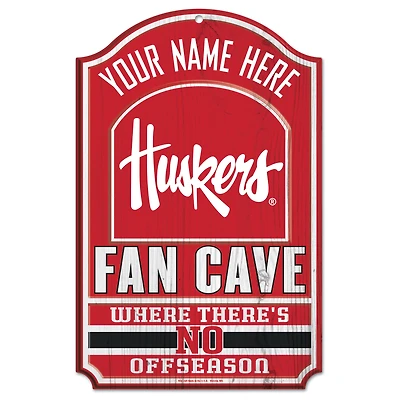 WinCraft Nebraska Huskers Personalized 11'' x 17'' Fan Cave Wood Sign