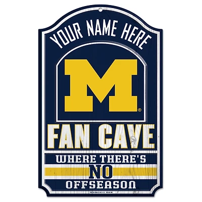 WinCraft Michigan Wolverines Personalized 11'' x 17'' Fan Cave Wood Sign