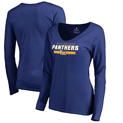 Women's Royal Pitt Panthers Team Strong Long Sleeve V-Neck T-Shirt