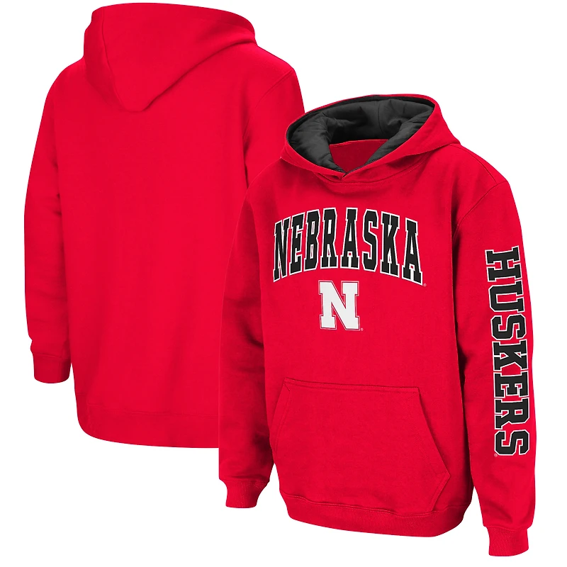 Youth Colosseum Scarlet Nebraska Huskers 2-Hit Team Pullover Hoodie