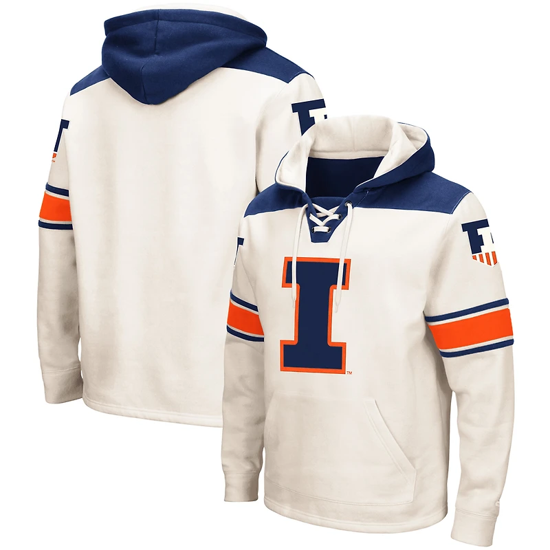 Men's Colosseum Cream Illinois Fighting Illini 2.0 Lace-Up Pullover Hoodie