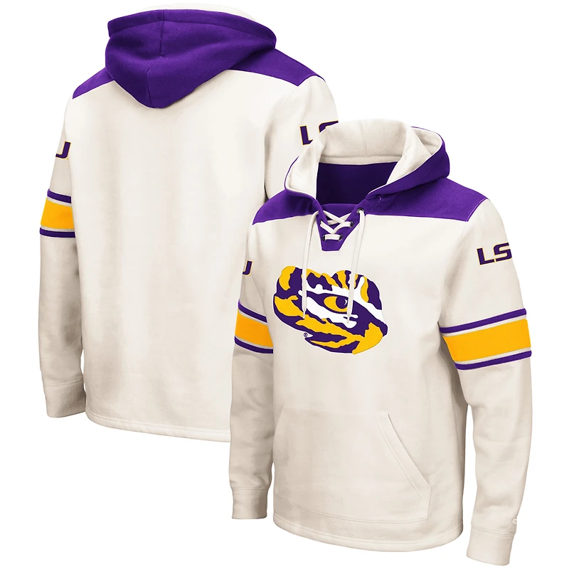 Men's Colosseum Cream LSU Tigers 2.0 Lace-Up Pullover Hoodie