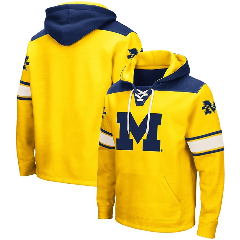 Men's Colosseum Maize Michigan Wolverines 2.0 Lace-Up Pullover Hoodie