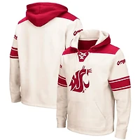 Men's Colosseum Cream Washington State Cougars 2.0 Lace-Up Pullover Hoodie