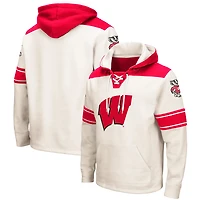 Men's Colosseum Cream Wisconsin Badgers 2.0 Lace-Up Pullover Hoodie