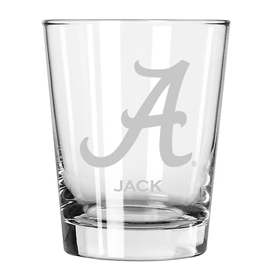 Alabama Crimson Tide 15oz. Personalized Double Old Fashion Etched Glass