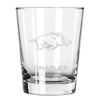 Arkansas Razorbacks 15oz. Personalized Double Old Fashion Etched Glass