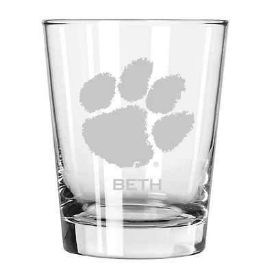 Clemson Tigers 15oz. Personalized Double Old Fashion Etched Glass
