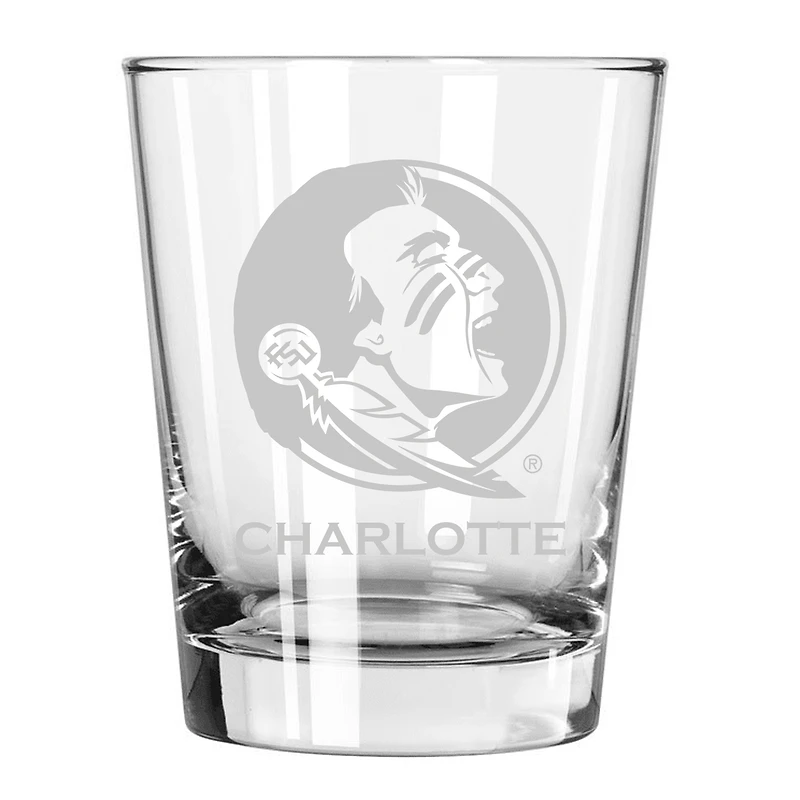 Florida State Seminoles 15oz. Personalized Double Old Fashion Etched Glass