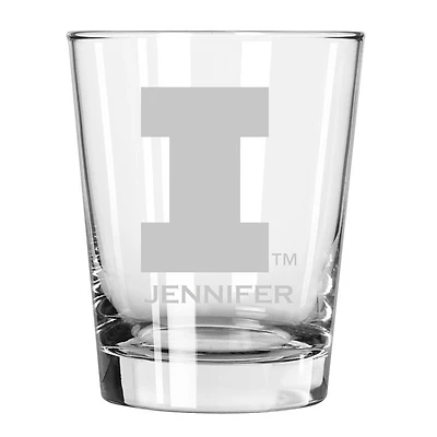 Illinois Fighting Illini 15oz. Personalized Double Old Fashion Etched Glass