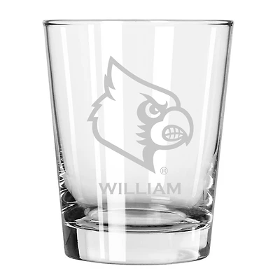 Louisville Cardinals 15oz. Personalized Double Old Fashion Etched Glass