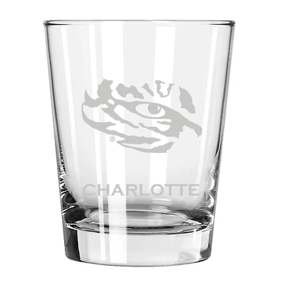 LSU Tigers 15oz. Personalized Double Old Fashion Etched Glass