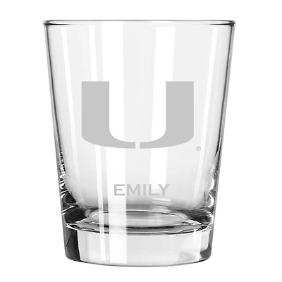 Miami Hurricanes 15oz. Personalized Double Old Fashion Etched Glass