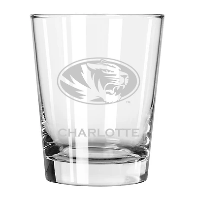 Missouri Tigers 15oz. Personalized Double Old Fashion Etched Glass