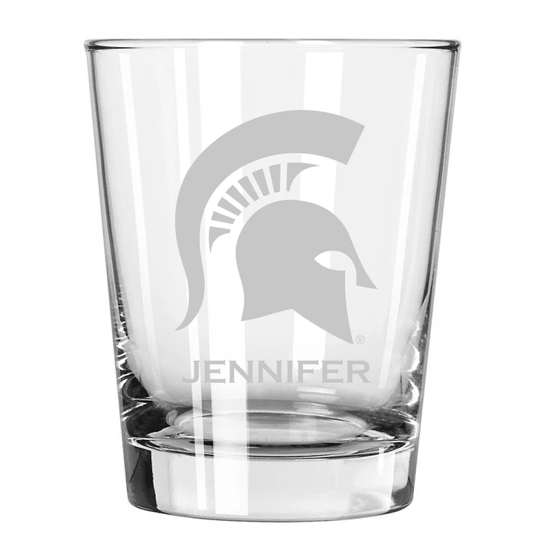 Michigan State Spartans 15oz. Personalized Double Old Fashion Etched Glass