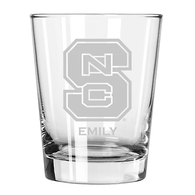 NC State Wolfpack 15oz. Personalized Double Old Fashion Etched Glass
