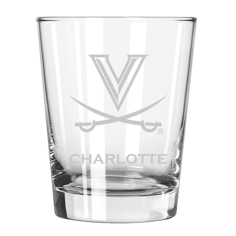 Virginia Cavaliers 15oz. Personalized Double Old Fashion Etched Glass