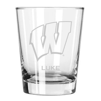 Wisconsin Badgers 15oz. Personalized Double Old Fashion Etched Glass