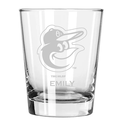 Baltimore Orioles 15oz. Personalized Double Old Fashion Etched Glass
