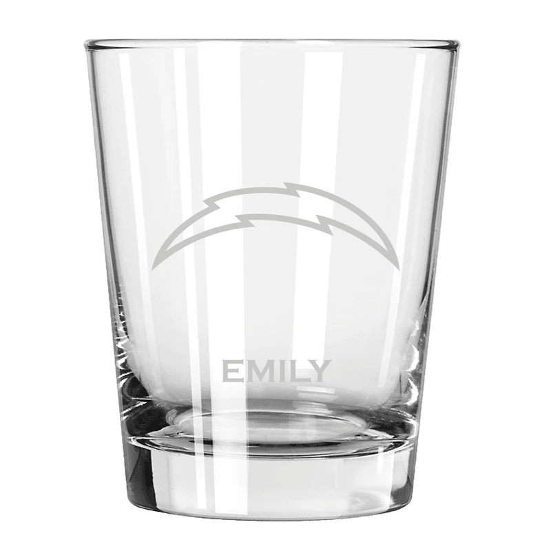 Los Angeles Chargers 15oz. Personalized Double Old Fashion Etched Glass