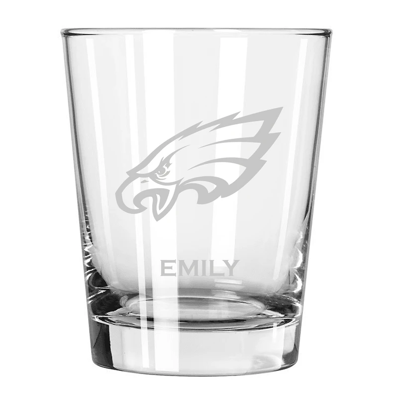 Philadelphia Eagles 15oz. Personalized Double Old Fashion Etched Glass