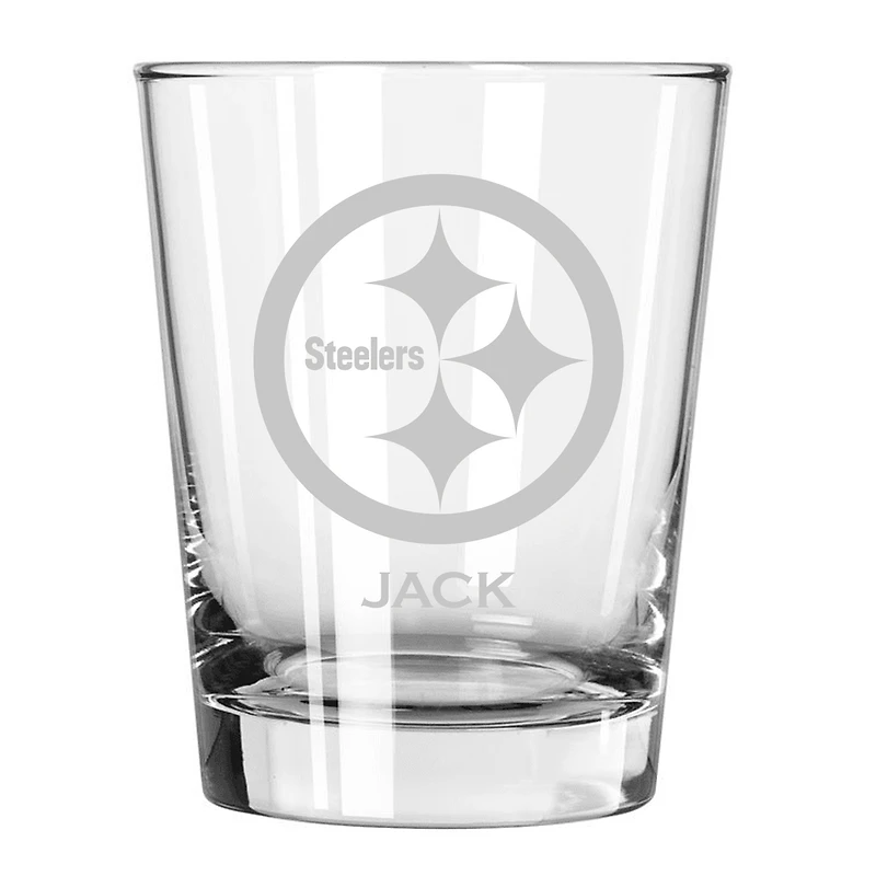 Pittsburgh Steelers 15oz. Personalized Double Old Fashion Etched Glass