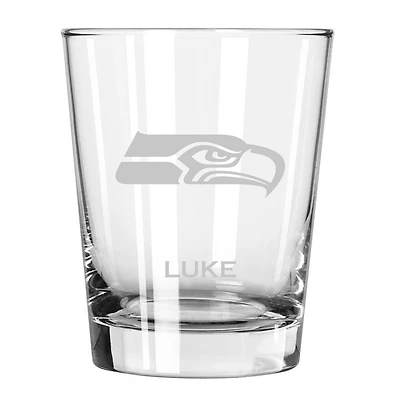 Seattle Seahawks 15oz. Personalized Double Old Fashion Etched Glass