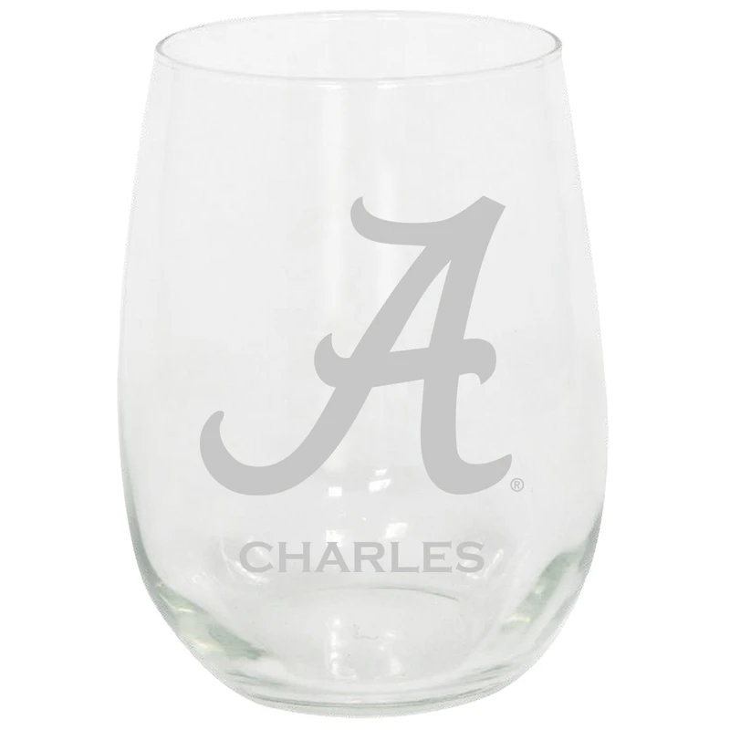 Alabama Crimson Tide 15oz. Personalized Stemless Etched Glass Tumbler