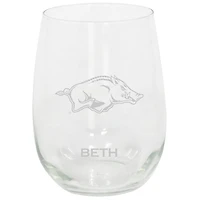 Arkansas Razorbacks 15oz. Personalized Stemless Etched Glass Tumbler