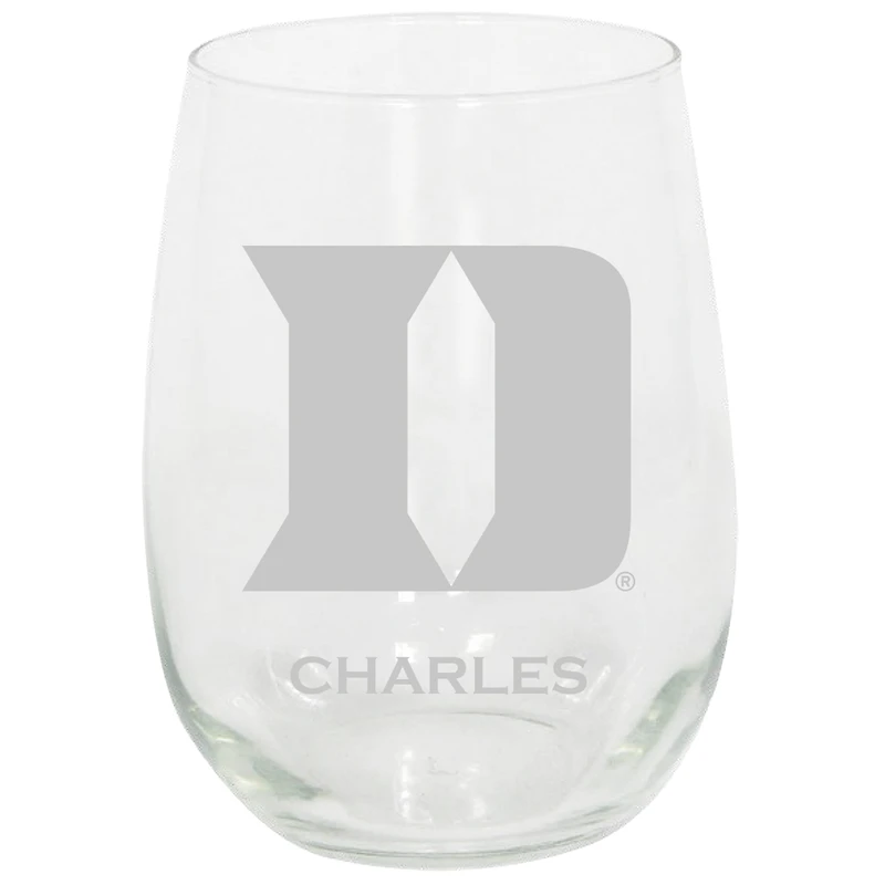 Duke Blue Devils 15oz. Personalized Stemless Etched Glass Tumbler