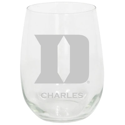 Duke Blue Devils 15oz. Personalized Stemless Etched Glass Tumbler